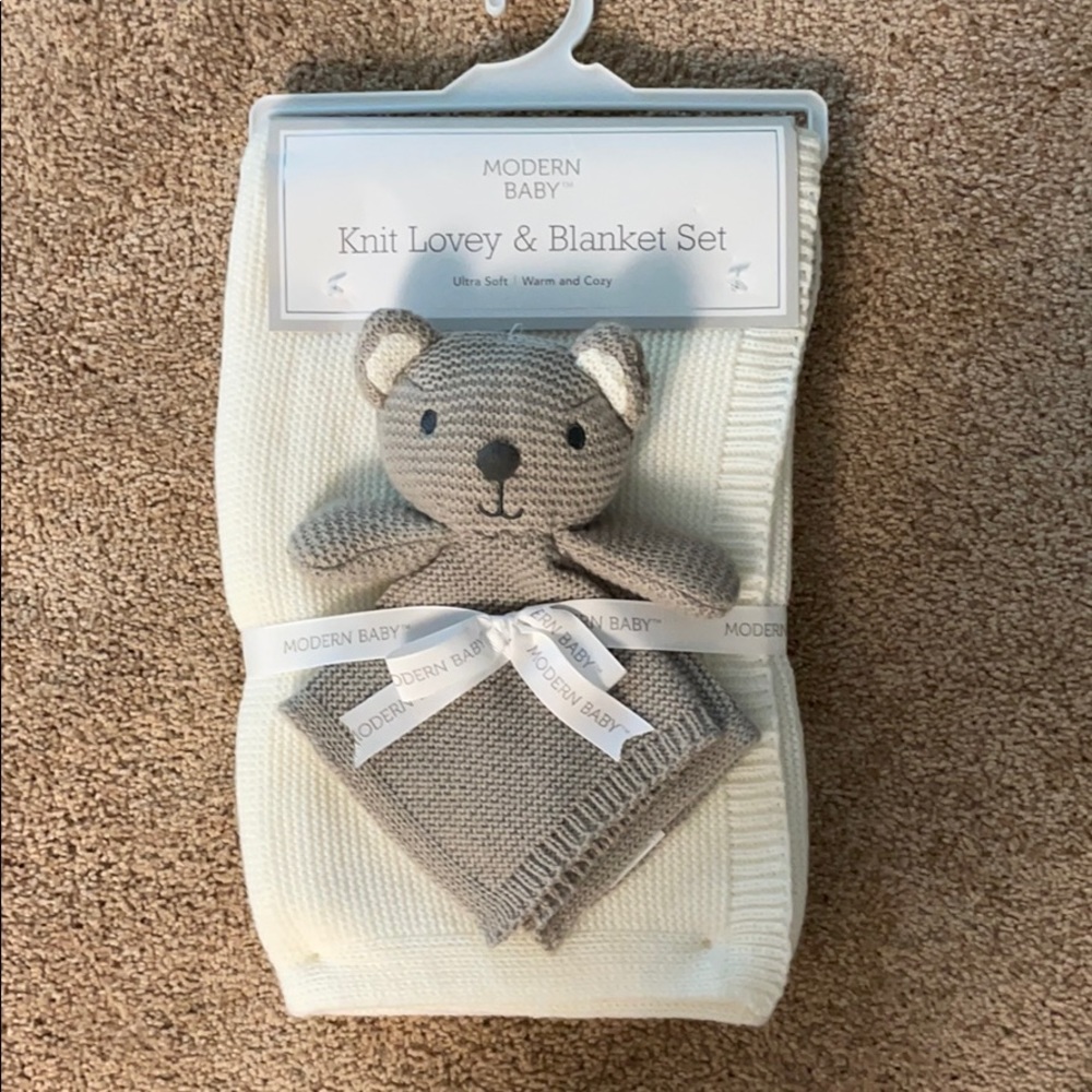 Knit blanket and lovey set